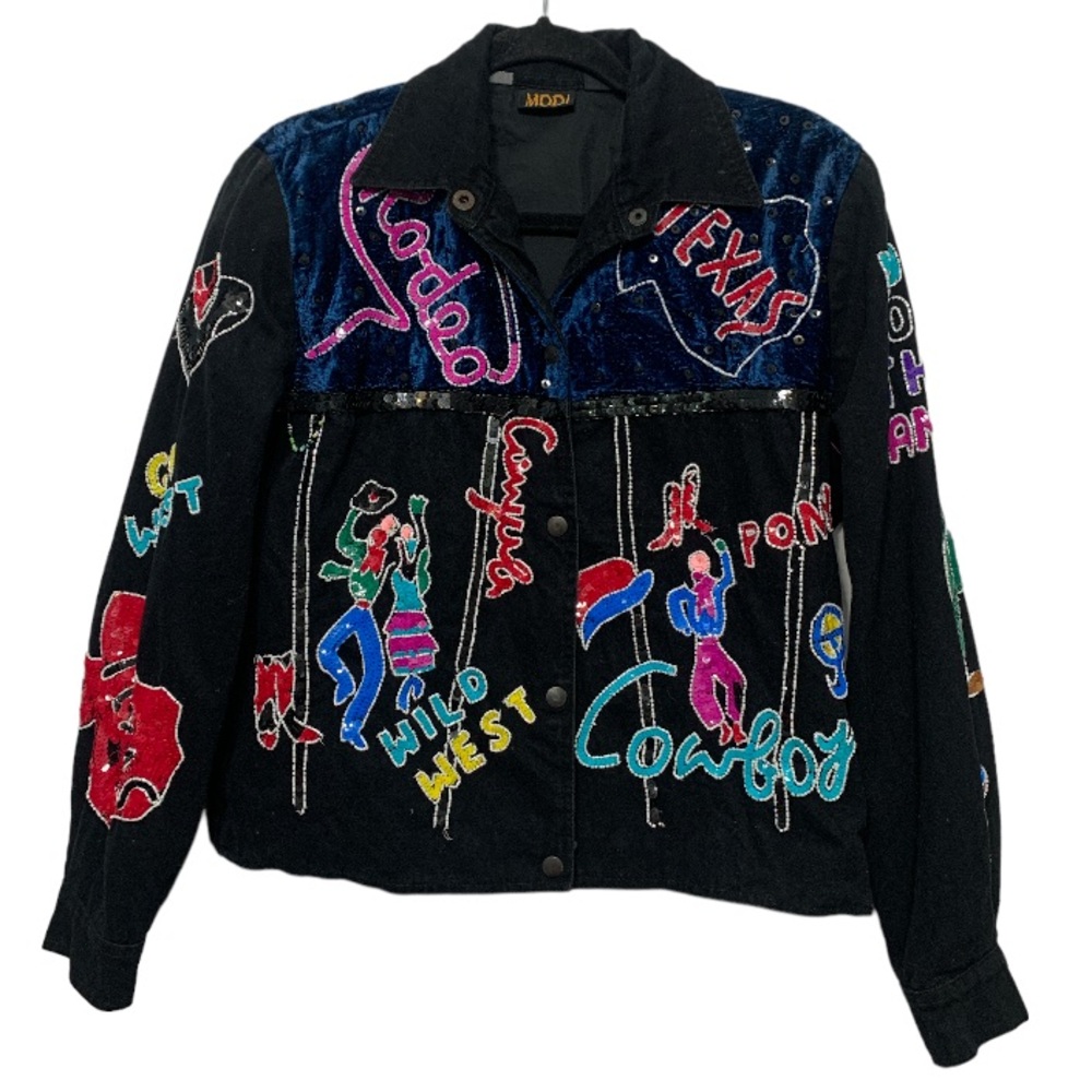 Vintage Modi Denim Embellished Western Jacket